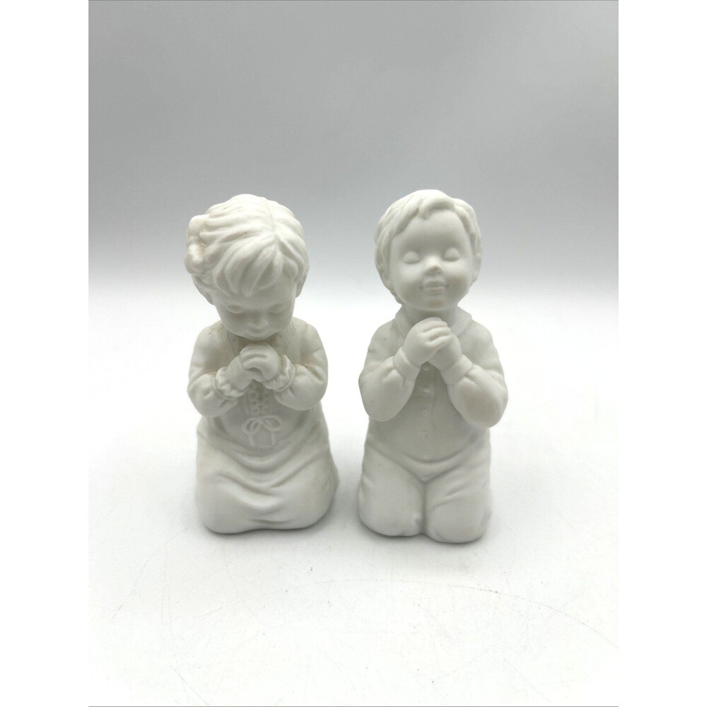 VTG Dept 56 Silhouette Treasures Bedtime Prayers Figurines 7860-1 Boy Girl White